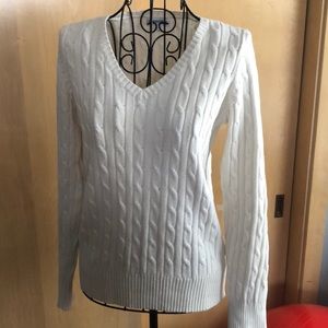 White v-neck sweater